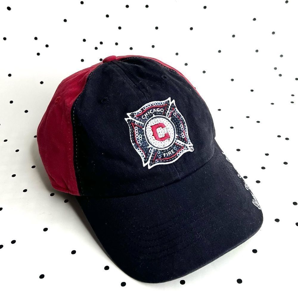 ❤️ CHICAGO FIRE ❤️ SOCCER CLUB fan cap hat women’s vintage sequins glitter